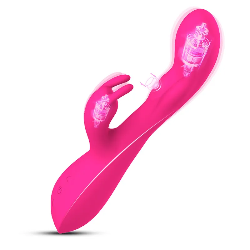 Gerät 10-Frequenz-Stoßkaninchen Lade heizung Vibrator Doppelkopf All-Inclusive Gummi Vibrierender weiblicher Mastur bator