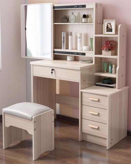 Dressing Table Storage Integrated With Mirror Saving Space Popular With Young People