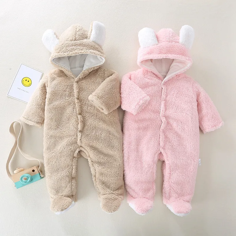 Newborn Baby Winter Clothes Infant Baby Girls clothes soft fleece Outwear Rompers new born -12m Boy Jumpsuit