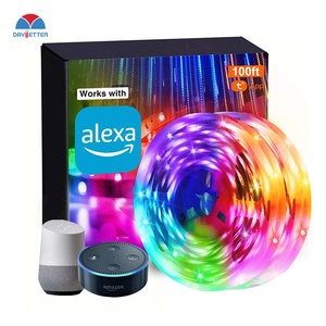 Tuya Smart 5050RGB самоклеящаяся Светодиодная лента 100 футов 24-клавишная Удаленная Android/iOS приложение для дистанционного управления IP65 Номинальная черная печатная плата ПК - Product Image 1