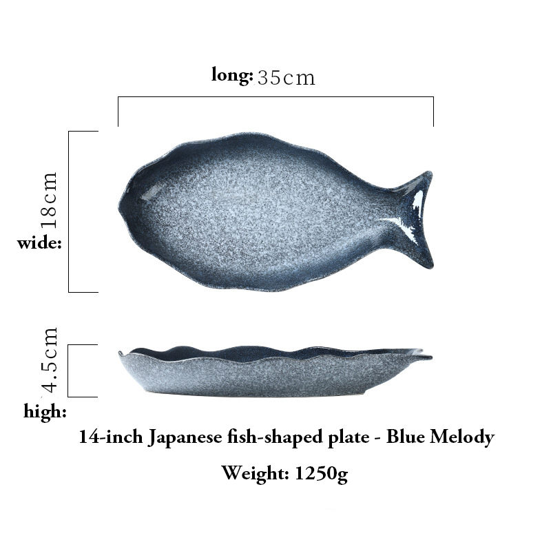 14-inch fish-shaped plate (Blue Melody)