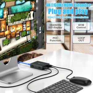 Kvm Hdmi扩展器套件30M 60M Rj45 4K Hdmi发射器和接收器通过局域网Cat6 Cat 5以太网，带Usb - Product Image 2