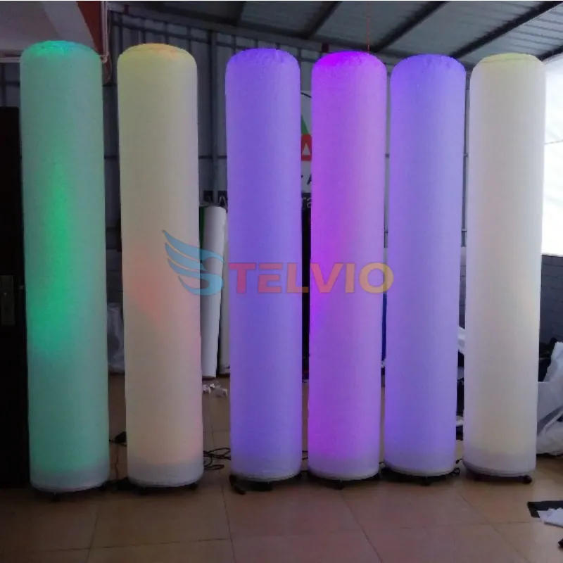 Poste de lámpara Led inflable personalizado, soportes de columna de globos, columna Led colorida inflable con diseño de modelado 3D