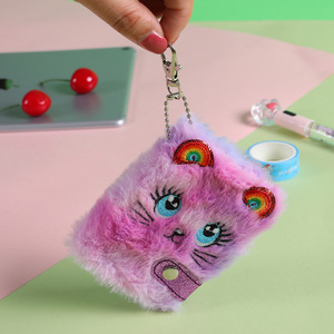 A7 Cute Cat Plüsch Notizbuch für Mädchen Kawaii Anhänger Schlüssel bund Furry Cats Notizbuch Daily Planner Journal Notizblock Briefpapier - Product Image 5