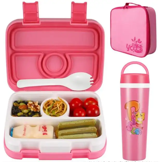 Kotak makan siang portabel tanpa BPA, wadah makanan piknik anak-anak, kotak makan siang berkemah, Set botol air, Salad luar ruangan