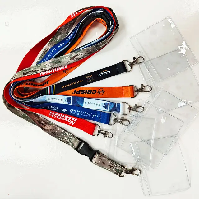 Cordones de impresión de transferencia de calor personalizados cordón de poliéster de sublimación personalizado, cordón de soporte de tarjeta de identificación de trabajo