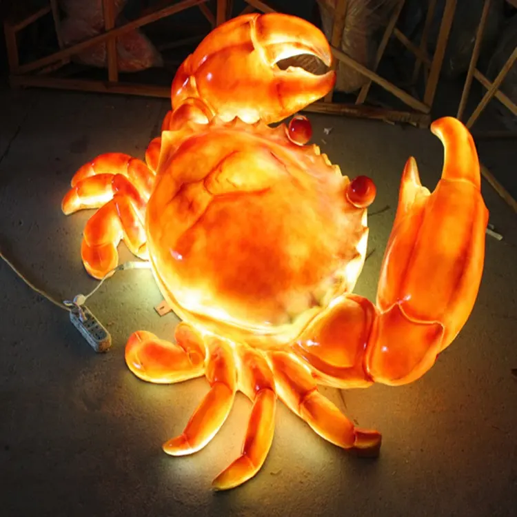 Custom light resin crafts crab animal statue lobster sculpture for seafood decoration