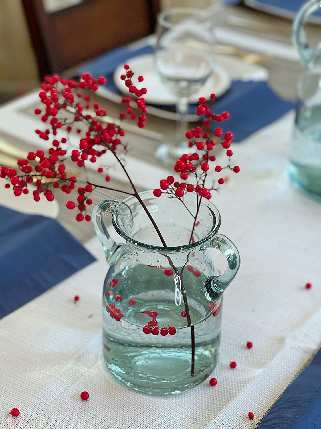 Noah Decoration Double Ear Hand-Blown and Handmade Transparent Glass Vase for Home and Wedding Decoration