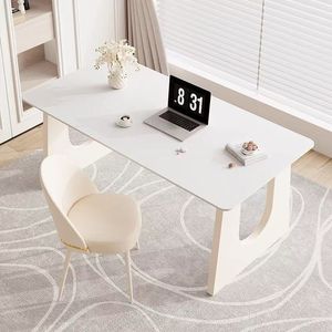 Light Luxury Contemporary Style Senior Metal Office <strong>Desk</strong> Cream Rock Board <strong>Simple</strong> <strong>Computer</strong> <strong>Desk</strong> with Extendable Feature Made Iron - Product Image 2