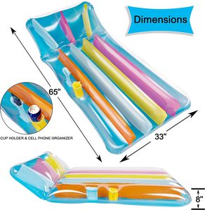 Colorful Inflatable Pool Float Lounger <strong>Mat</strong> with Cup Holders for Adults Summer Parties - Product Image 2
