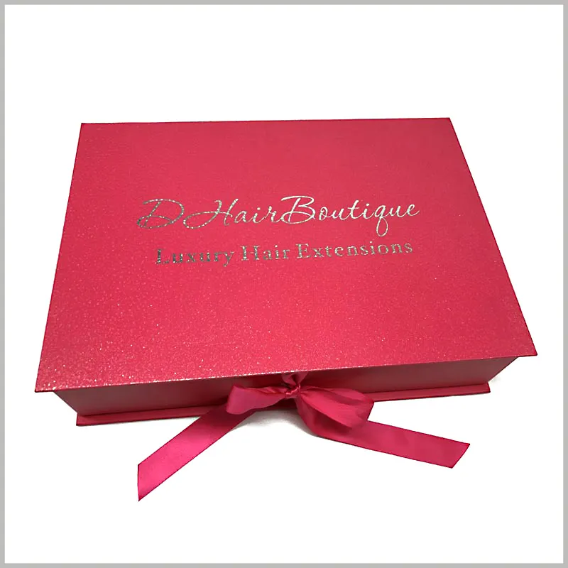 GMI Boîte d'emballage magnétique rouge en gros avec logo personnalisé de luxe en papier de carton pour extension de cheveux perruque cadeau
