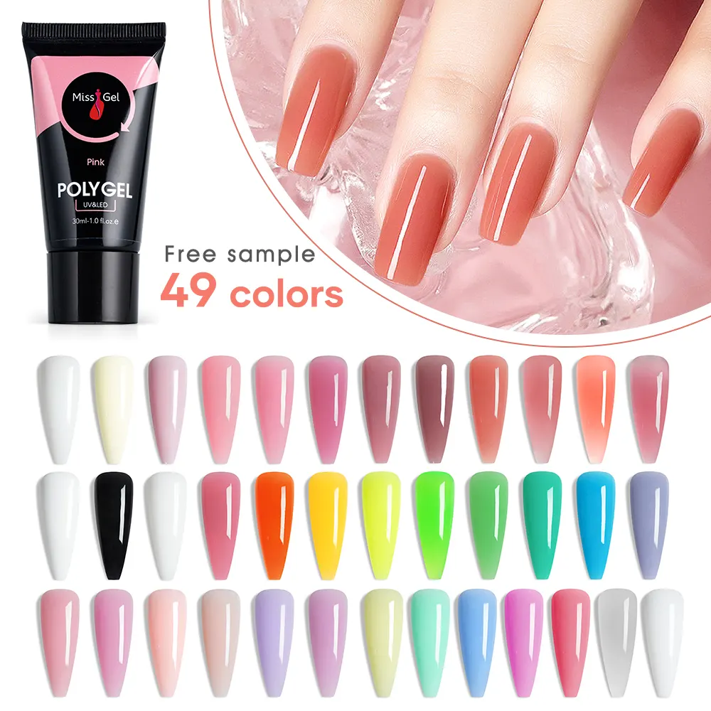 Missgel Usine Populaire 3909A Couleur Unie Poly Acrygel Vente en Gros Marque Privée Personnalisée Poligel UV Extension d'Ongles Acrylique Poly Gel