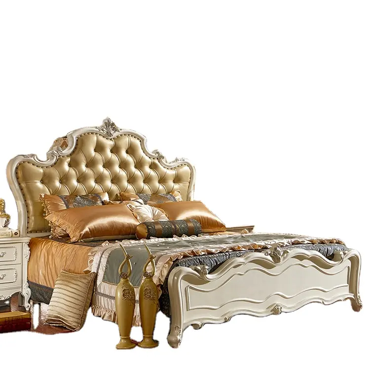 Imágenes de muebles de diseño de cama doble de madera para hotel, venta al por mayor, H8830W
