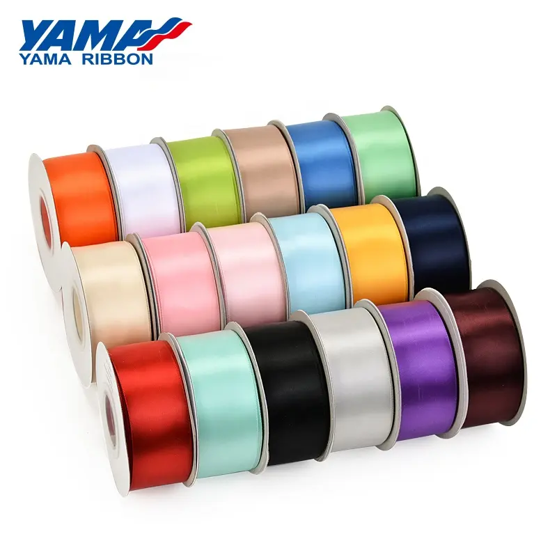 YAMA Factory Stock Ribbon 196 Cores Sólidas 100 Jardas Por Rolo Single Double Face Smooth White Satin Ribbon