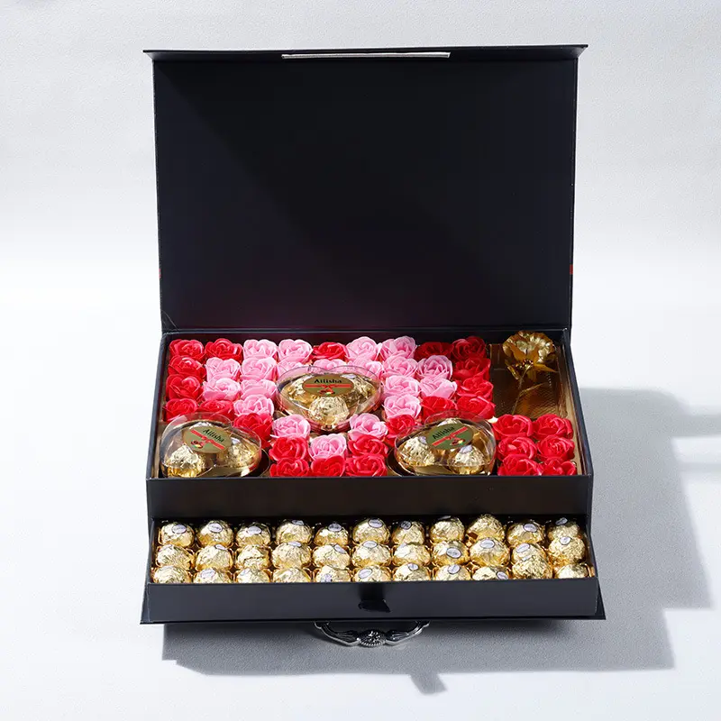도매 고급 맞춤형 초콜릿 포장 상자 2 레이어 책 모양 서랍 단단한 마그네틱 초콜릿 선물 상자