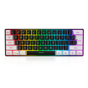 Teclado de película de 61 teclas diseño blanco y negro Mini teclado de juego teclado de sensación mecánica simple adecuado para computadora portátil de escritorio - Product Image 1