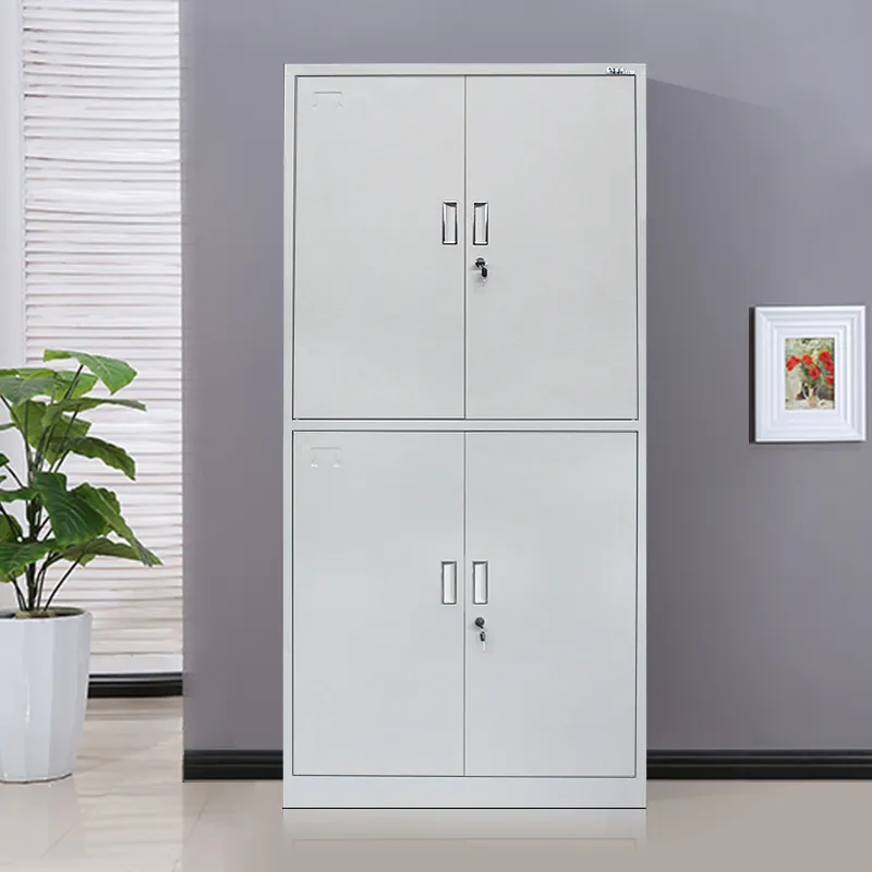 Customized hotsale 2 tier 4 doors metal storage office cupboard steel cabinet