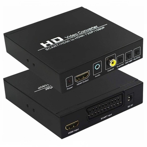 SCART/ HDMI a HDMI, convertidor SCART a HDMI Adaptador de audio de video HD con salida de audio coaxial de 3,5mm para escalador de video PAL/NTSC - Product Image 1