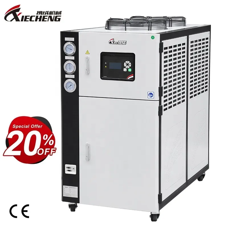 Eccellente refrigeratore di raffreddamento 5HP R22/R407C refrigeratore di plastica ad iniezione 5Ton refrigeratore d'acqua industriale raffreddato ad aria in vendita