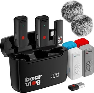 Wireless Microphone Set <strong>Portable</strong> Lavalier Microphones with 360 Sound Pickup Noise Reduction and Reverb <strong>Control</strong>