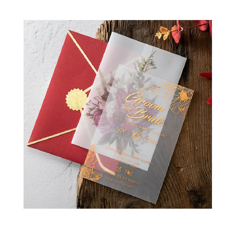 Персонализированные Роскошные свадебные принадлежности, свадебные пригласительные открытки с конвертом, поздравительная открытка, Матовые акриловые приглашения из золотой фольги