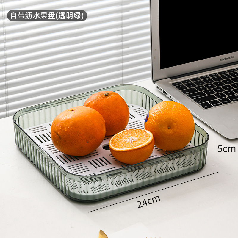Square fruit dish with transparent green