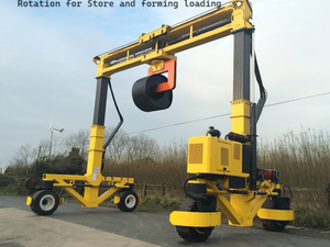 Height Adjustable Electric Hydraulic Portable Rubber Tire Gantry Crane With Remote Control and 360 Degree Rotation