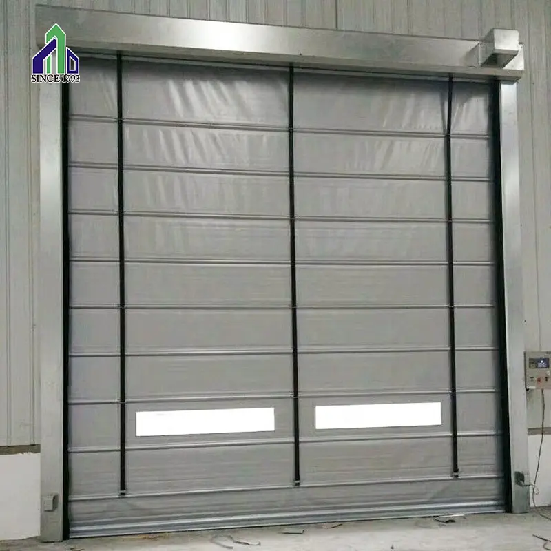 Rideau gris 0.9mm d'épaisseur PVC tissu électrique pliant Garage industriel porte roulante