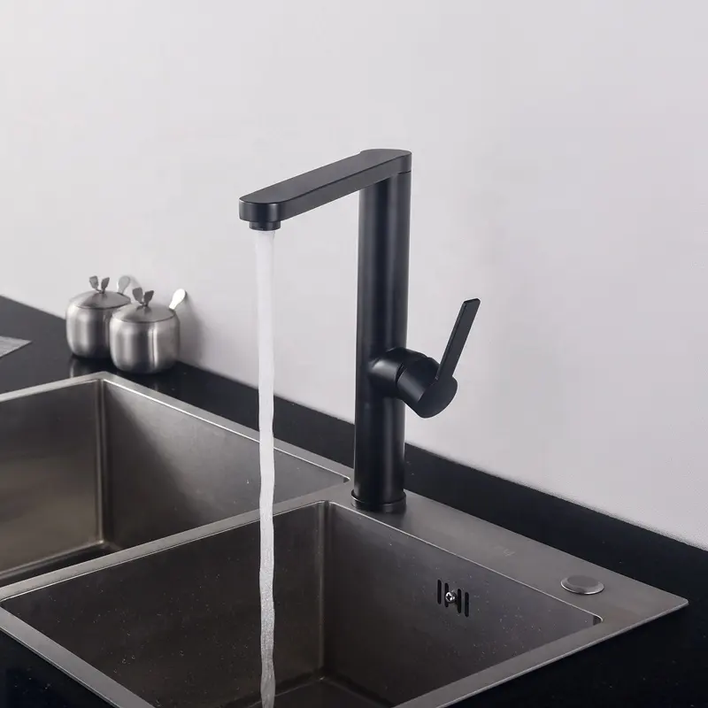 304 paslanmaz çelik sıcak ve soğuk su mutfak musluk için esnek hortum ile lavabo siyah renk karıştırıcı