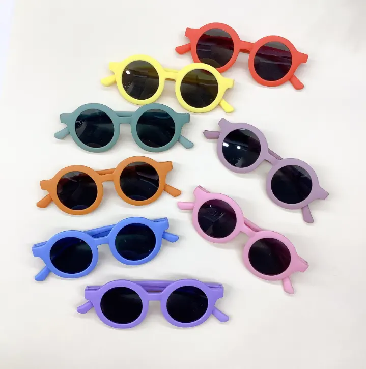 Gafas de sol polarizadas para niños con forma redonda personalizada de alta calidad 2024, gafas de sol de silicona con montura Flexible UV400 para niños y adolescentes