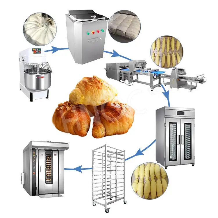 HNOC eléctrica mantequilla queso croissant masa pan hacer línea de producción precio para máquina De croissant