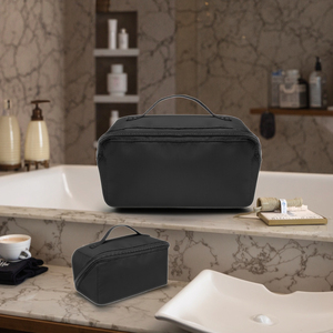 Custom Logo Tool Bag Black Nylon <strong>Pouch</strong> with Waterproof Zipper Cylindroid for Toiletry Bag - Product Image 6