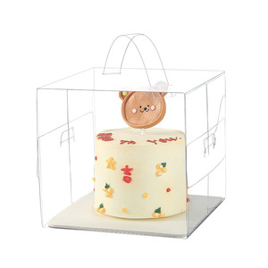 Kurulu ile küçük boy şeffaf plastik PET kolu kek kutusu - Product Image 1