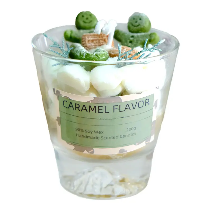 DIY Soy wax Simulated ice cream cake shape candle with glass cute food candle for gift ice cream cone dessert candles