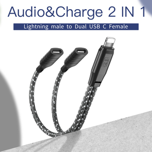 USB C 1オス2メスオーディオ充電2 1ケーブルPVCライブサウンドカードマイクスプリッター携帯電話ストリーミングストック用 - Product Image 2