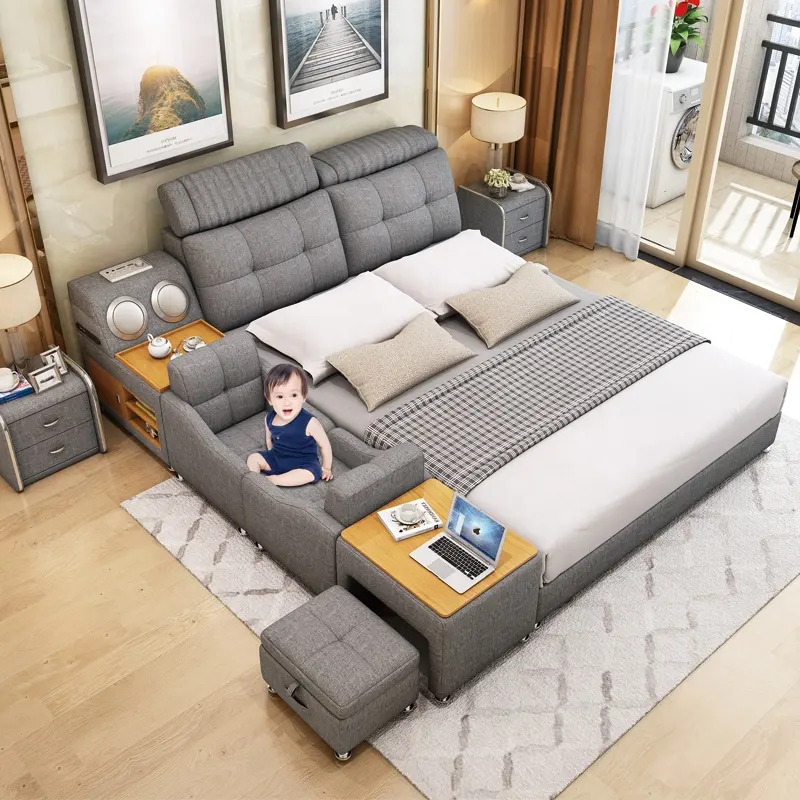 Juego de muebles de cama para habitación, juego de dormitorio de lujo, tamaño king, muebles modernos para niños, cama individual de madera moderna, sofá cama italiana para uso doméstico