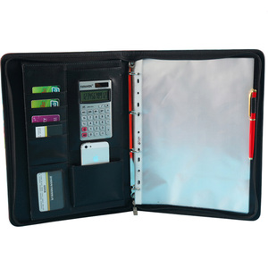 Business Manager Cerniera Morsetto A4 Notebook Multifunzionale Strumenti con la Calcolatrice di Vendita di Cuoio Cartella Personalizzabile - Product Image 5