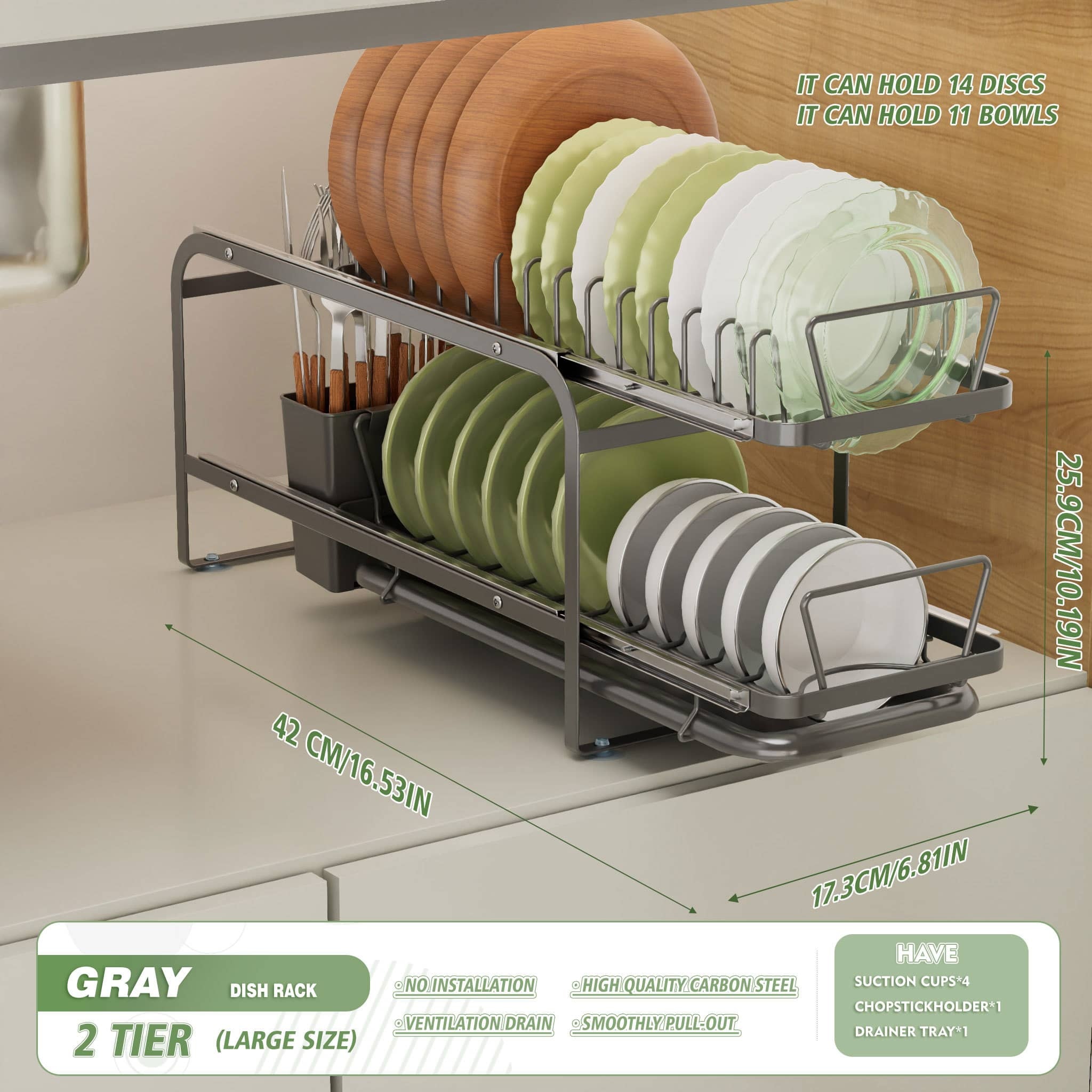 Gray*large size*2-layer (bowl and dish)
