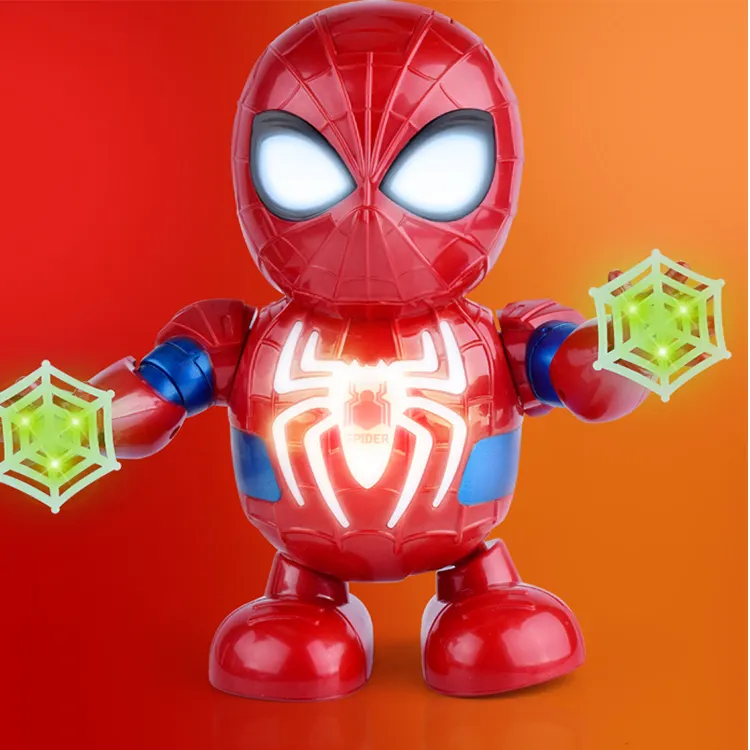 Nuovo tipo spiderman dance toy/robot da ballo con musica e luce/giocattoli per bambini modelli di esplosione versione Q steel Man