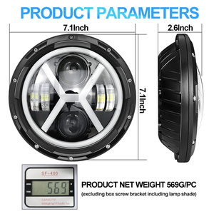X şekli 7 inç LED farlar yuvarlak DRL ve j-eep w-rangler JK grand cherokee projektör Lens LED far için sinyal açın - Product Image 4