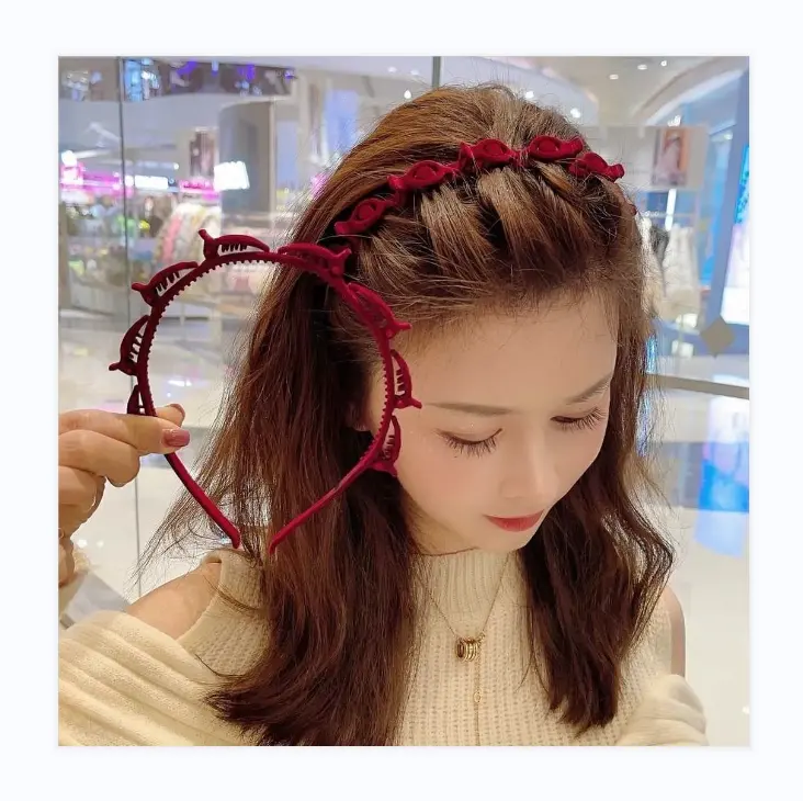 Moda nueva banda trenzada antideslizante diadema adornos de horquilla accesorios de pinza de pelo para mujeres niñas
