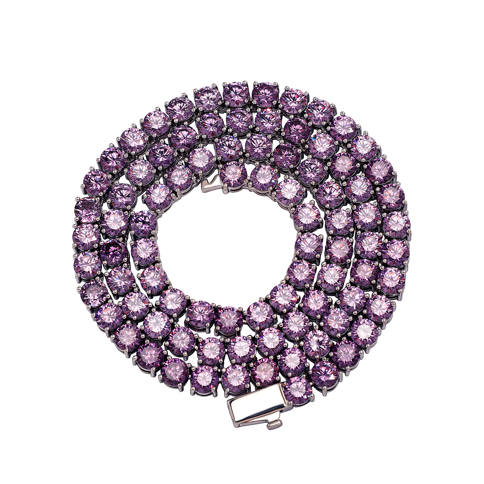 Rhodium Plated Purple Stone