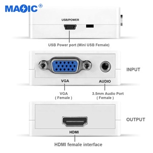Equipo de Audio y vídeo, adaptador vga, hdmi, Mini VGA a HDMI, caja convertidora VGA a Hdmi