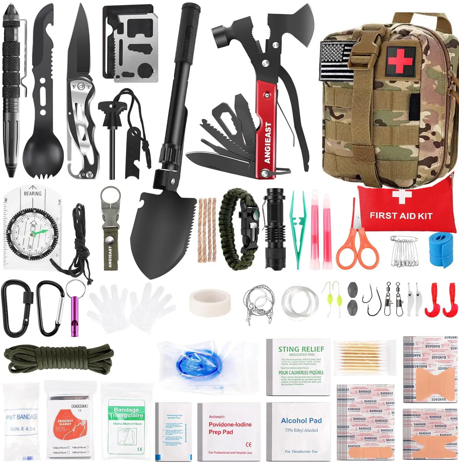 256 Stuks Molle Trauma Tas Outdoor Uitrusting Noodkit Survival Tactische EHBO Kit Voor Kamperen
