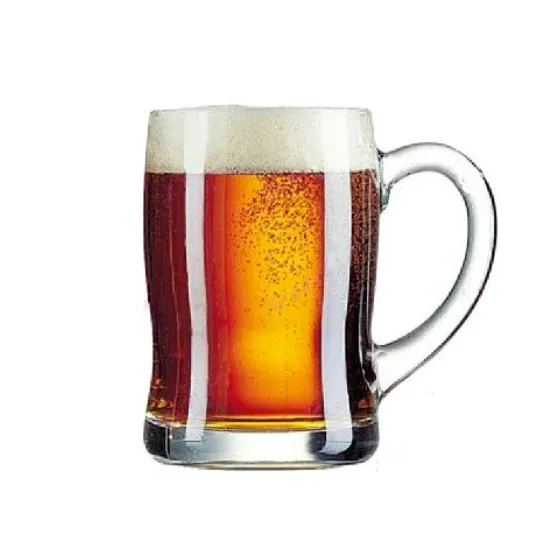 Wholesale Sublimation Munich Draft Beer Mug Wide Bottom Thickened Glass 360ml Oatmeal Cup With Handle Taza Mugs Copy Luminarc