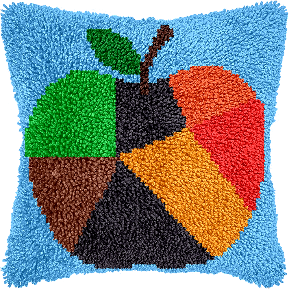 Latch Hook Cushion Kit with Apple design
