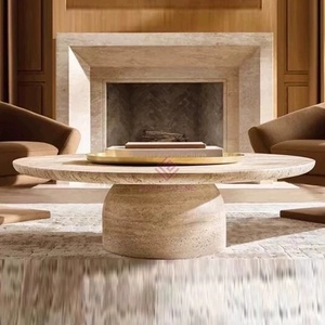 Cao cấp màu be travertine Bàn cà phê thiết lập sang trọng hiện đại cho nội thất cao cấp Vòng bảng thiết kế - Product Image 1