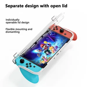 El kavrama sert kabuk Nintendo anahtarı için uygun OLED şeffaf kristal kavrama koruyucu kabuk, takılabilir taban - Product Image 2