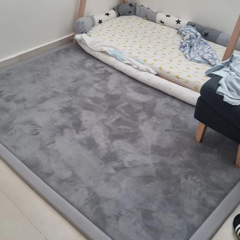 Tatami japonés para sala de estar, alfombras para gatear de espuma viscoelástica de Color sólido con respaldo antideslizante, alfombra suave de terciopelo Coral para bebés