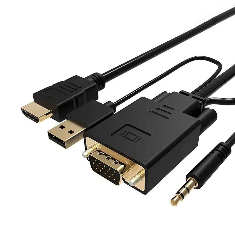 Ingresso VGA al cavo di uscita HDMI cavo 1080P VGA maschio a HDMI maschio con cavo USB Stereo Jack Audio da 3.5MM